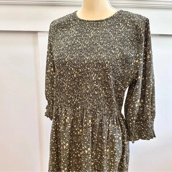 BALTIC BORN Dress Women’s XL Black & Tan Pele Tiered Midi Floral Smock New w/tag - Picture 7 of 14